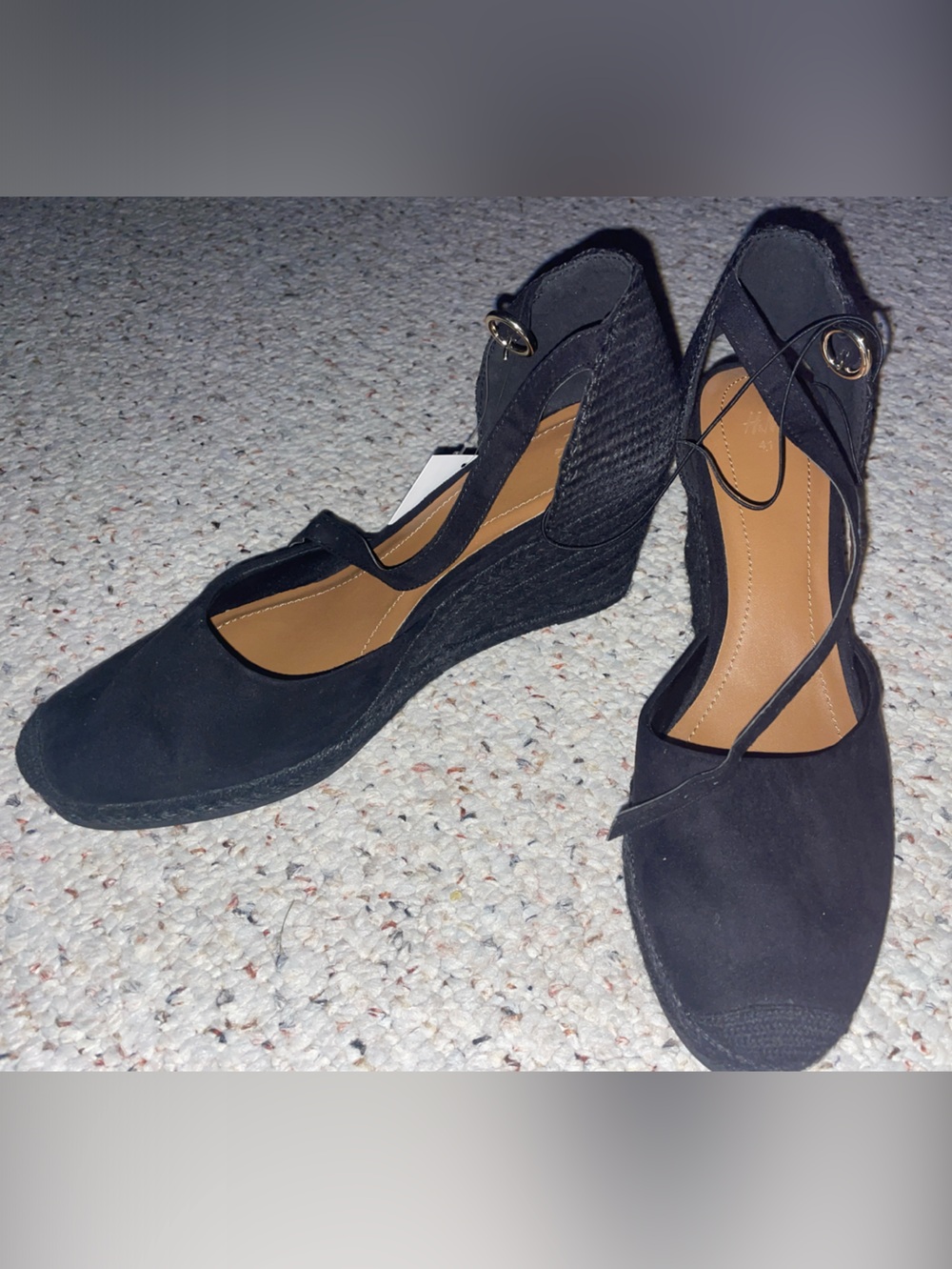 H&M Black Wedge Espadrille Heels